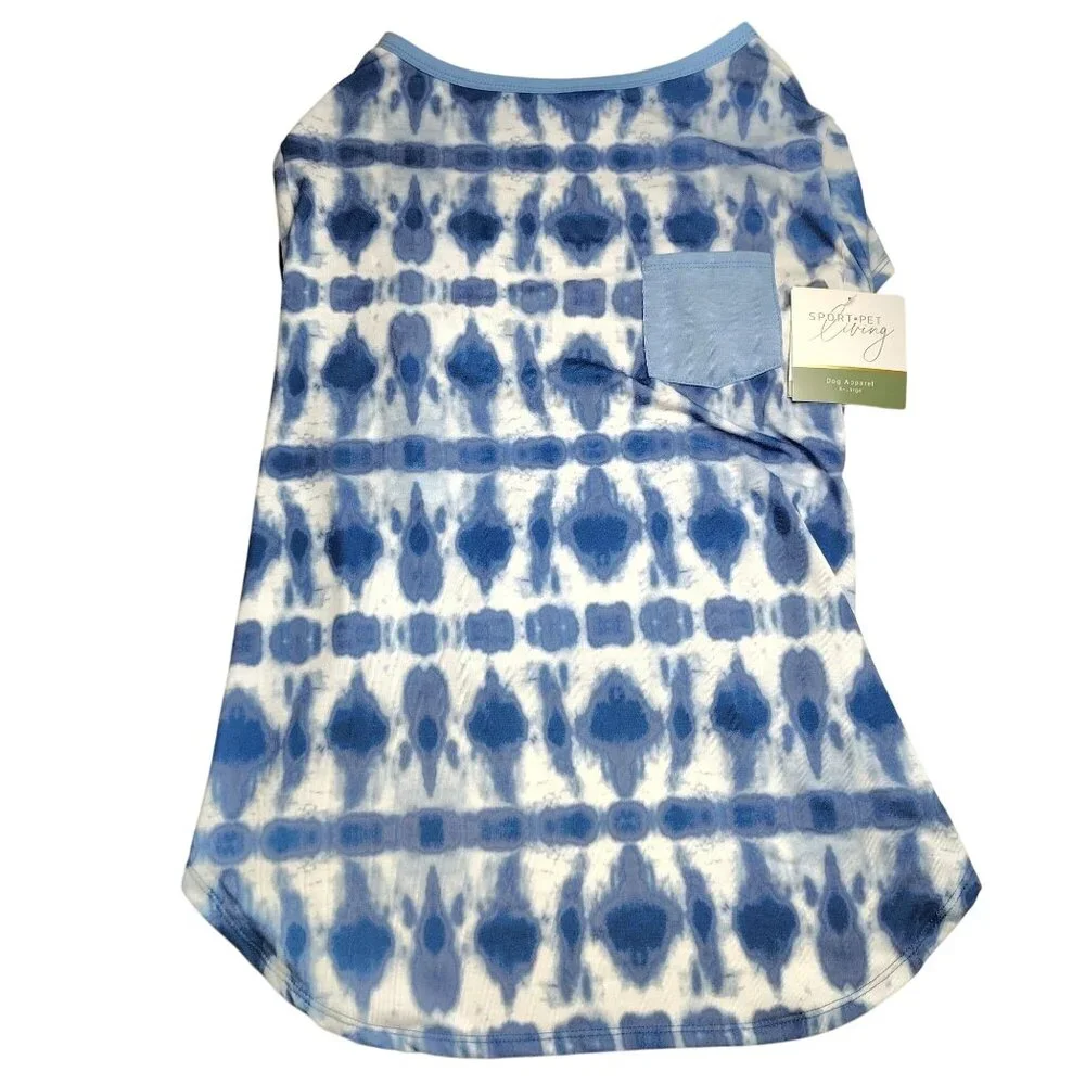 Sportpet Dog Size XL Blue and White Tie-Dye Shirt With Pocket